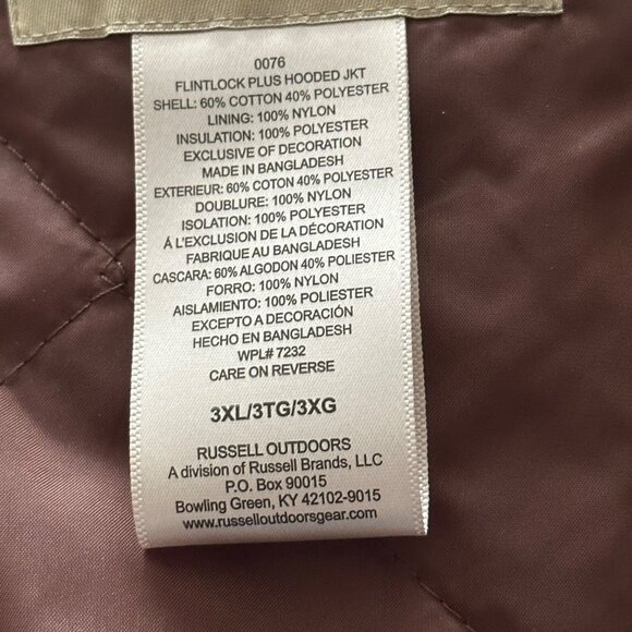 Russell Outdoors Break-Up Infinity Camo Hooded Jacket Size 3XL Hunting Camping - Picture 7 of 10